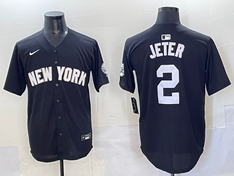 Men 2025 New York Yankees #2 Jeter black Nike MLB Jersey style 725006->new york yankees->MLB Jersey